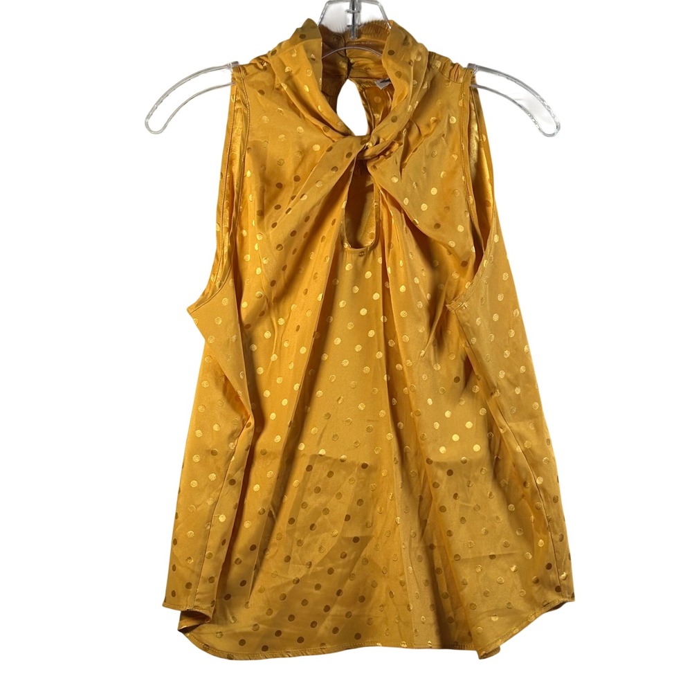 Status by Chenault Nordstrom Gold Yellow Polka‎ Dot Sleeveless Top Small